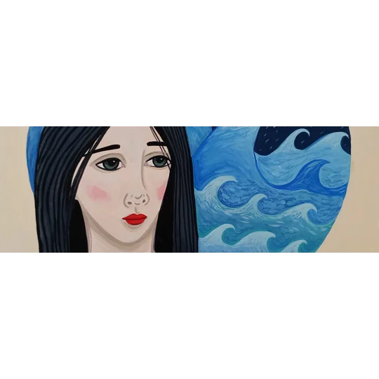 Wave Dream - Original Oil Portrait Painting on Paper