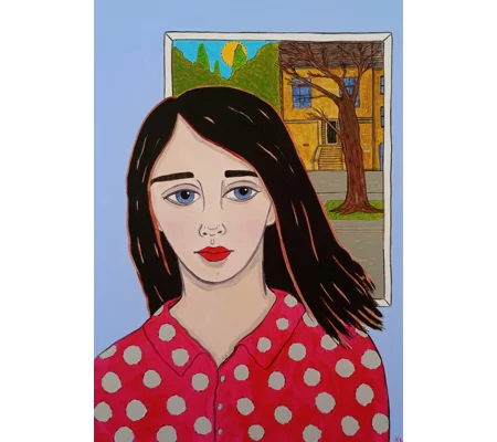 Spotty Top - Original Acrylic Portrait Painting on Artboard