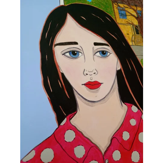 Spotty Top - Original Acrylic Portrait Painting on Artboard