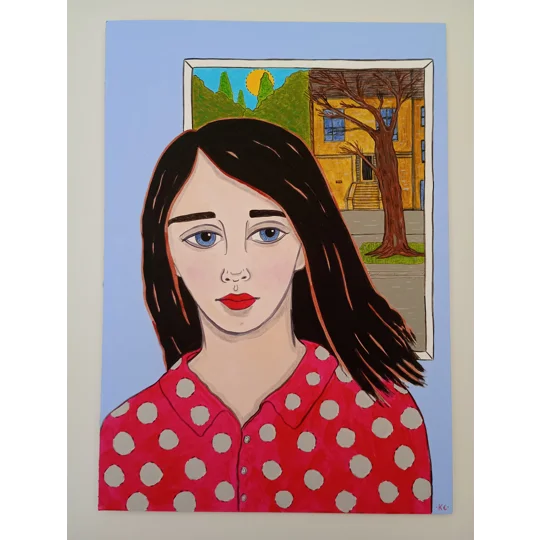 Spotty Top - Original Acrylic Portrait Painting on Artboard