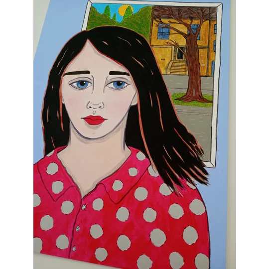 Spotty Top - Original Acrylic Portrait Painting on Artboard