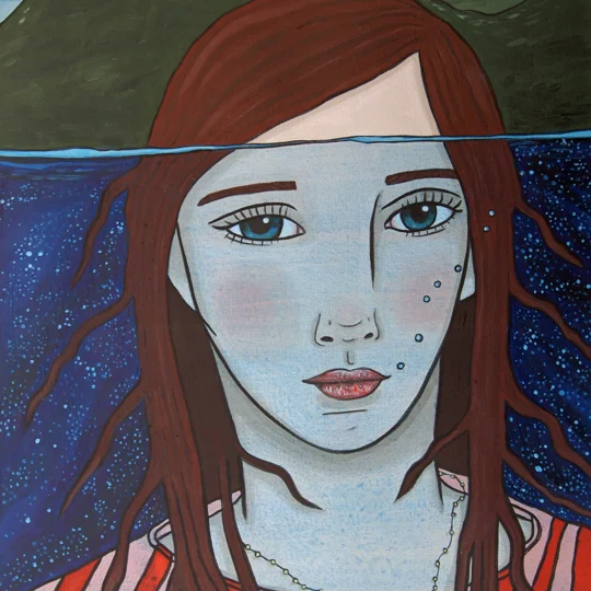 Underwater - Original Oil Portrait Painting on Paper