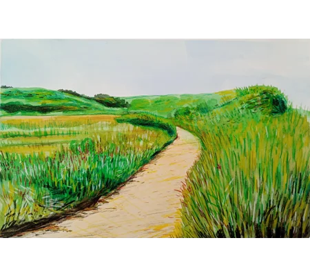 Country' Path (Yarmouth) - Original Mixed Media Landscape on Paper