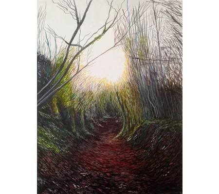 Path Through Trees - Original Oil Painting on Artboard