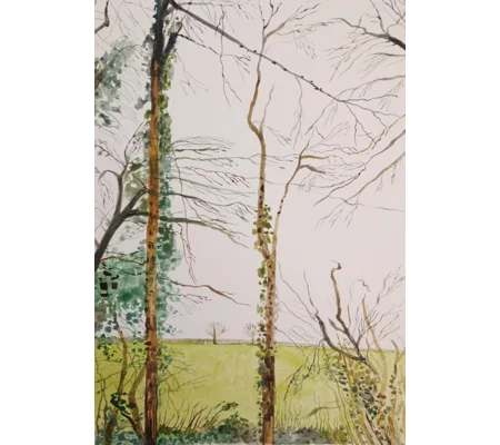Wintery England - Original Gouache Landscape Painting on Paper