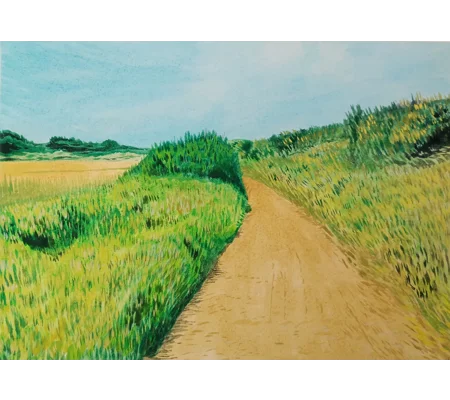 Path / Countryside (Yarmouth) - Original Gouache Landscape Painting on Paper