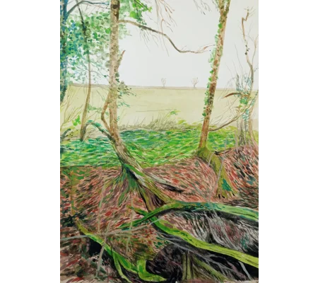 Wintery England #2 - Original Gouache Landscape Painting on Paper