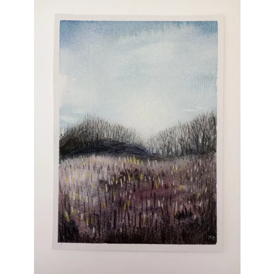 Mixed Media Landscape - Original Mixed Media Landscape Painting on Paper