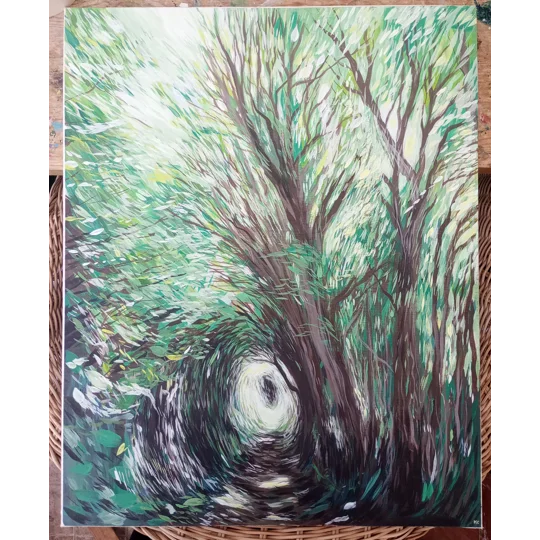 Woodland Path - Original Acrylic Landscape Painting on Wood