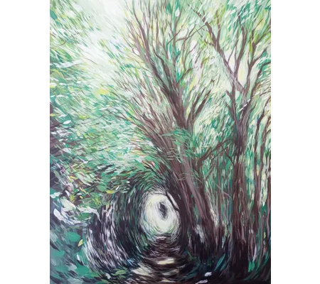 Woodland Path - Original Acrylic Landscape Painting on Wood