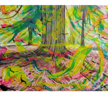 Forest Tree Abstracted - Original Acrylic Painting on Canvas Board