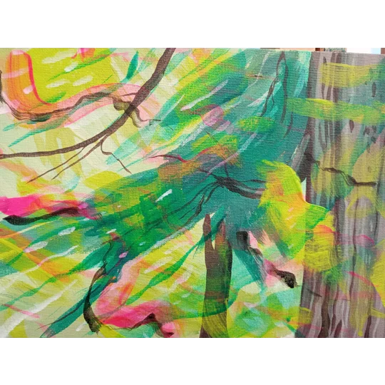 Forest Tree Abstracted - Original Acrylic Painting on Canvas Board