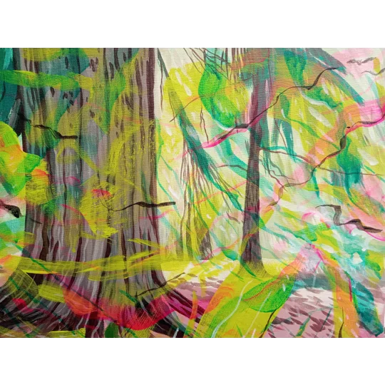 Forest Tree Abstracted - Original Acrylic Painting on Canvas Board
