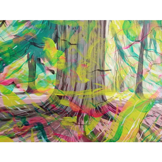 Forest Tree Abstracted - Original Acrylic Painting on Canvas Board