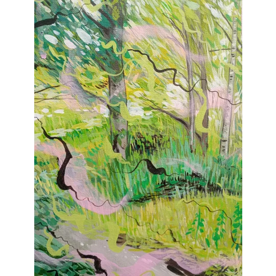 Bright Woodland - Abstracted - Original Acrylic Landscape Painting on Canvas