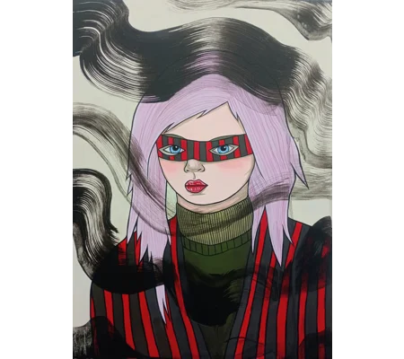 In a Mask 2 - Original Acrylic Painting on Wood