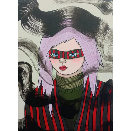 In a Mask 2 - Original Acrylic Painting on Wood