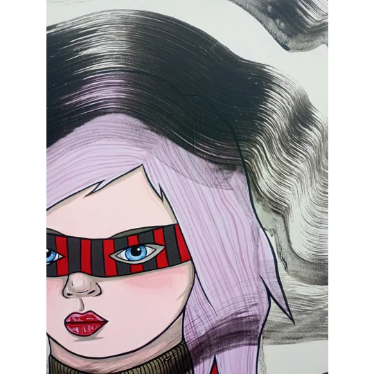 In a Mask 2 - Original Acrylic Painting on Wood