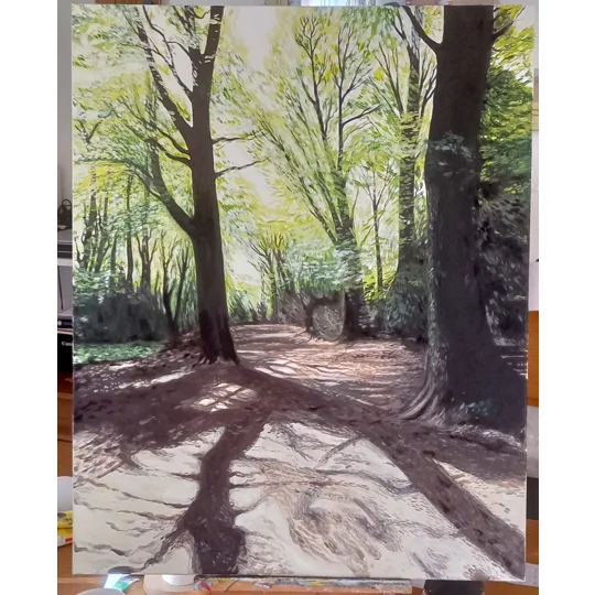 Parkhurst / Tree Shadows - Original Acrylic Landscape Painting on Canvas