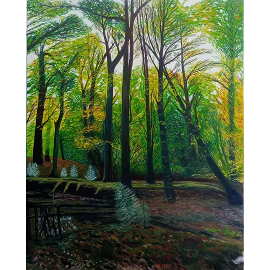 Giclee Print of a landscape painting of woodland trees, inspired by the New Forest.