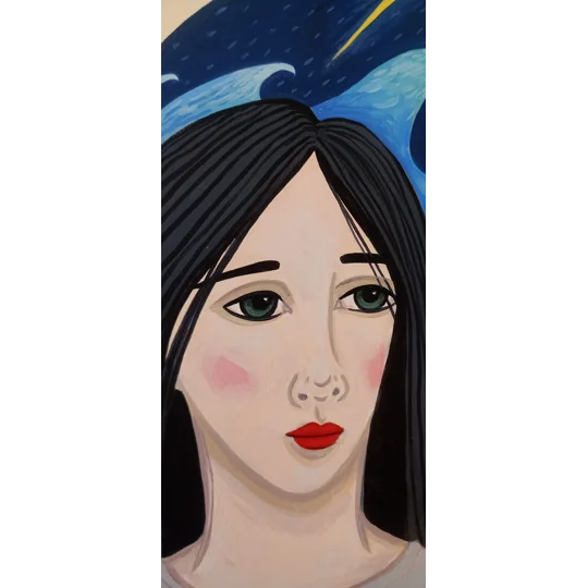 Wave Dream - Original Oil Portrait Painting on Paper