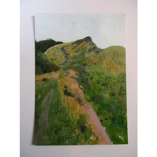 Near Binnel - Original Gouache Landscape Painting on Paper
