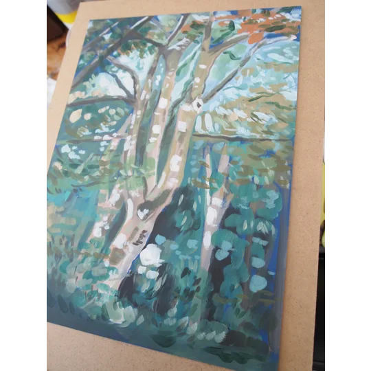 Tree Study #7 - Original Acrylic Landscape Painting on Board