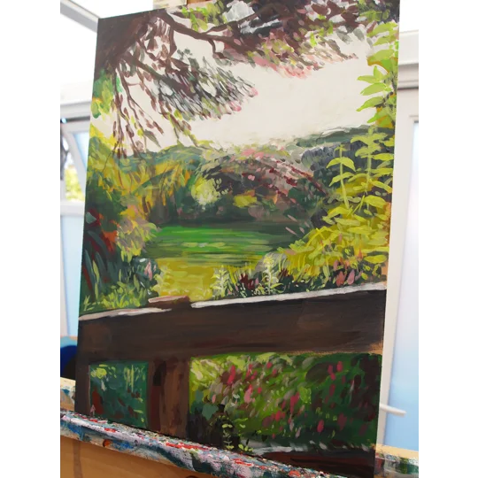 Garden #4 - Original Acrylic Landscape Painting on Board
