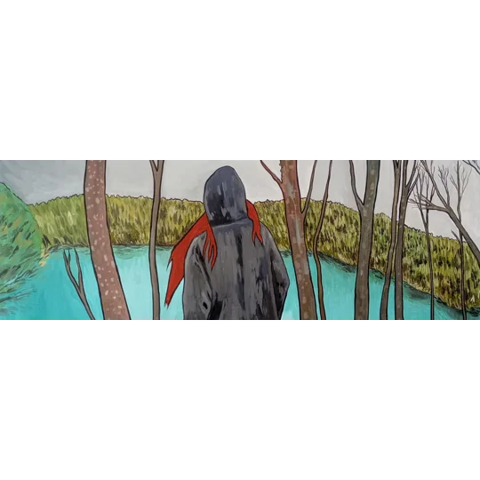 Blue Lake - Original Oil Portrait Painting on Paper