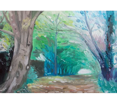 Tree Tunnel - Original Oil Landscape Painting on Paper