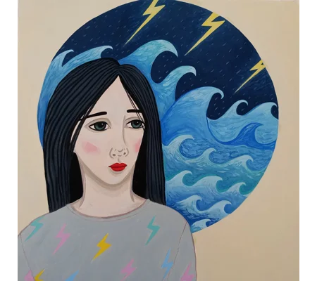 Wave Dream - Original Oil Portrait Painting on Paper