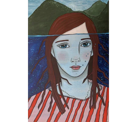 Underwater - Original Oil Portrait Painting on Paper