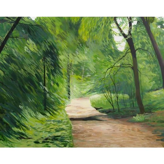 Giclee Print of an original acrylic landscape painting of a wide track through a woodland scene
