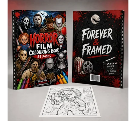 Horror Film Colouring Book A4 | 25 Pages | 120gsm | Adult Gift | Comb Bound