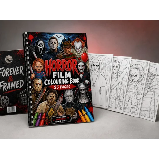Horror Film Colouring Book A4 | 25 Pages | 120gsm | Adult Gift | Comb Bound