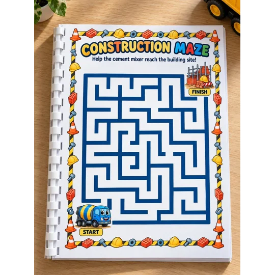 Personalised Junior Builder Activity Book A4 Kids Skills Puzzles Games Ages 4-7