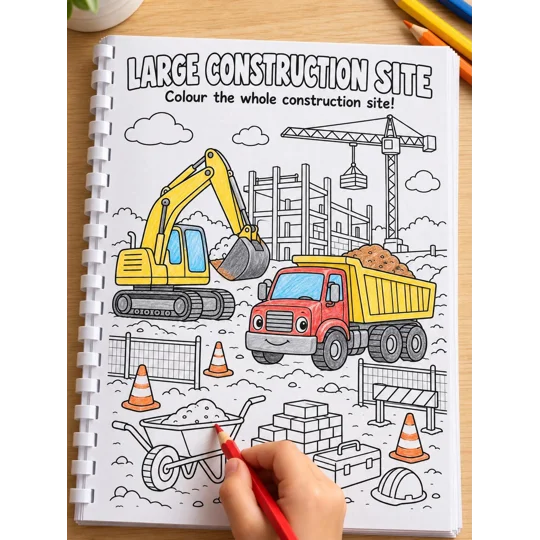 Personalised Junior Builder Activity Book A4 Kids Skills Puzzles Games Ages 4-7