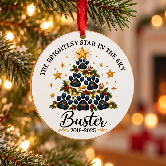 Personalised Pet Memorial Christmas Ornament | Dog Memorial Bauble | Pet Remembrance Tree Decoration