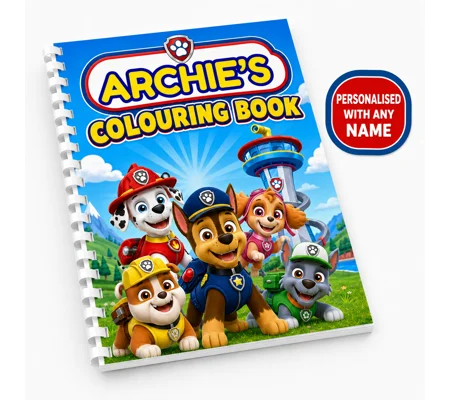 Personalised Paw Patrol Colouring Book A4 27 Pages Kids Birthday Gift