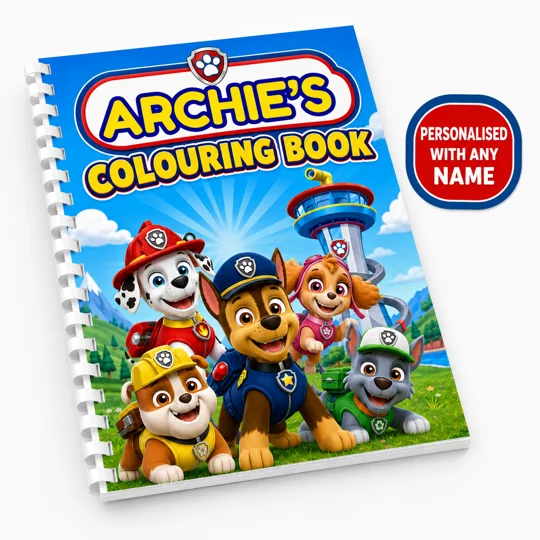 Personalised Paw Patrol Colouring Book A4 27 Pages Kids Birthday Gift
