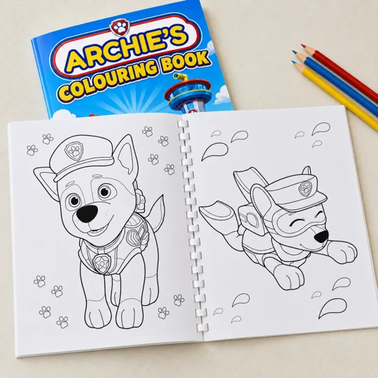 Personalised Paw Patrol Colouring Book A4 27 Pages Kids Birthday Gift