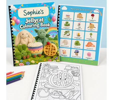 Personalised Jellycat Colouring Book A4 29 Designs Kids Birthday Gift