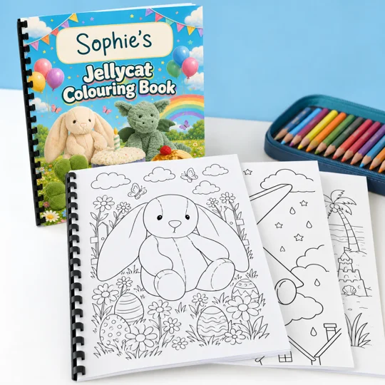 Personalised Jellycat Colouring Book A4 29 Designs Kids Birthday Gift