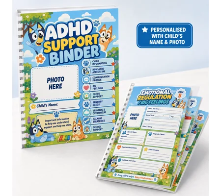 ADHD Support Binder For Children A4 SEN School Home Info Planner 13 Pages