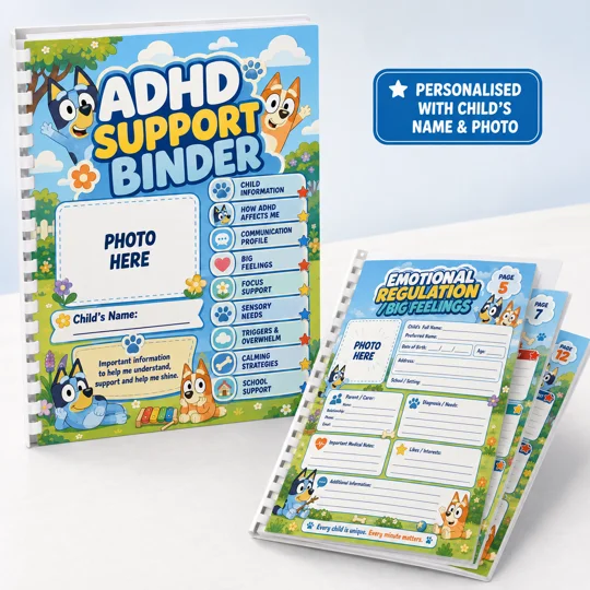 ADHD Support Binder For Children A4 SEN School Home Info Planner 13 Pages