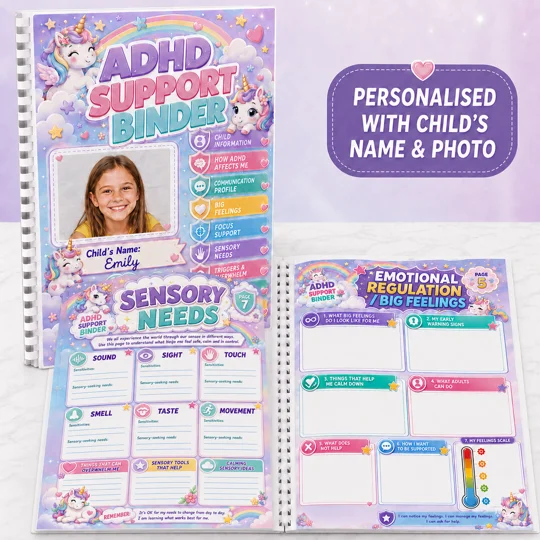 ADHD Support Binder For Children A4 SEN School Home Info Planner 13 Pages