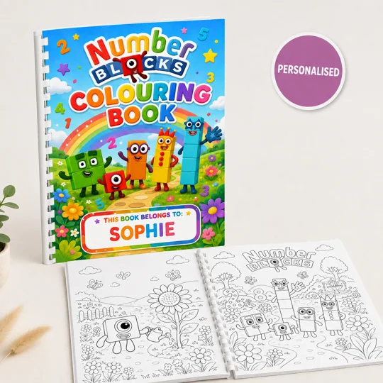 Personalised Number Blocks Colouring Book A4 30 Pages Comb Bound Kids Gift