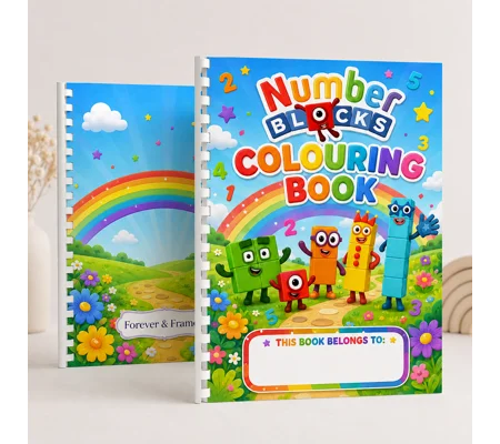 Personalised Number Blocks Colouring Book A4 30 Pages Comb Bound Kids Gift