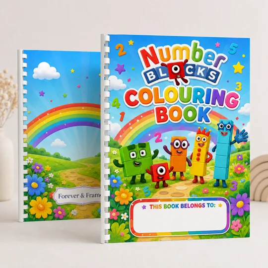 Personalised Number Blocks Colouring Book A4 30 Pages Comb Bound Kids Gift