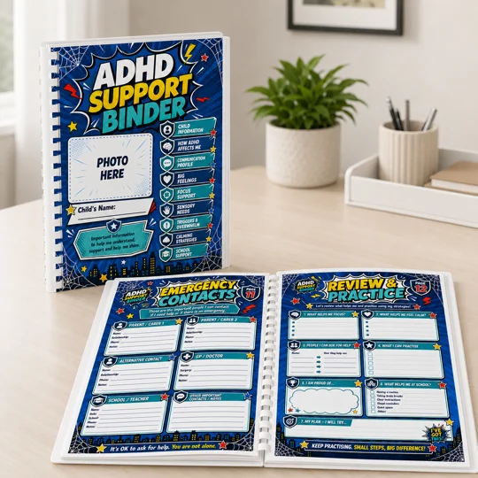 ADHD Support Binder For Children A4 SEN School Home Info Planner 13 Pages